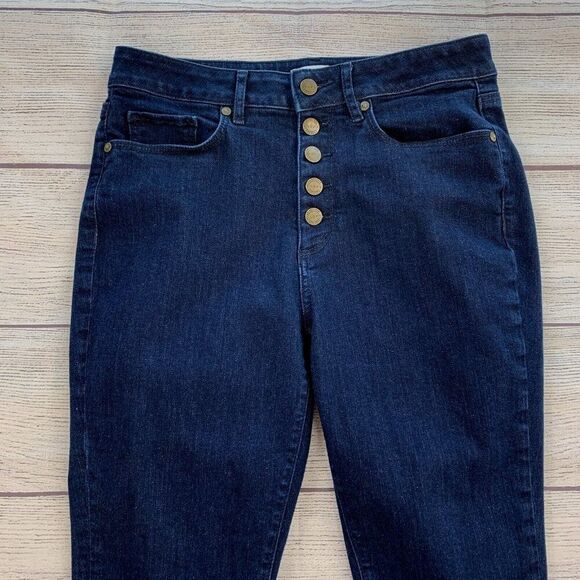 LOFT Outlet Jeans 28 6 Curvy Skinny Dark Wash Button Fly Inseam 27.5" - Picture 2 of 8